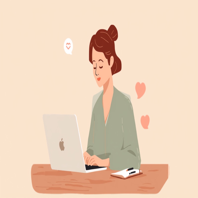 ブログを書く女性のイラスト