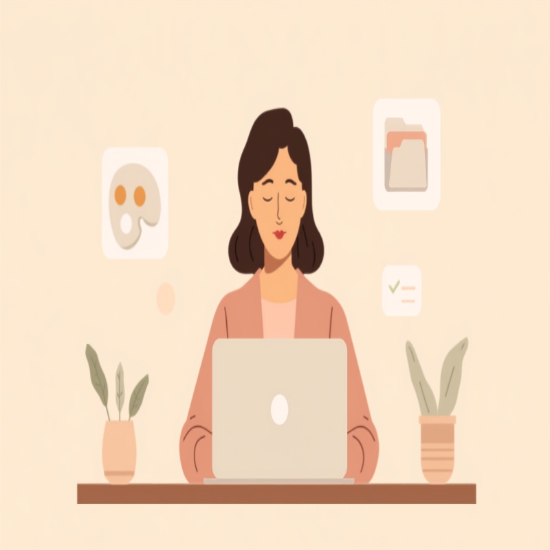 PCスキルを学ぶ女性のイラスト