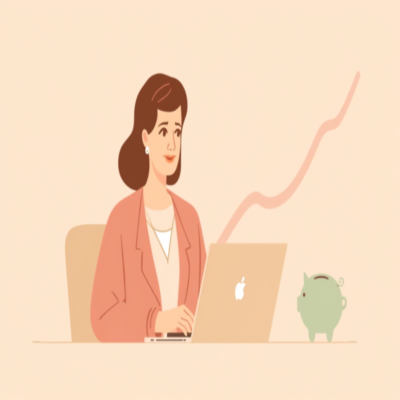 在宅ワークで収入を育てる女性のイラスト
