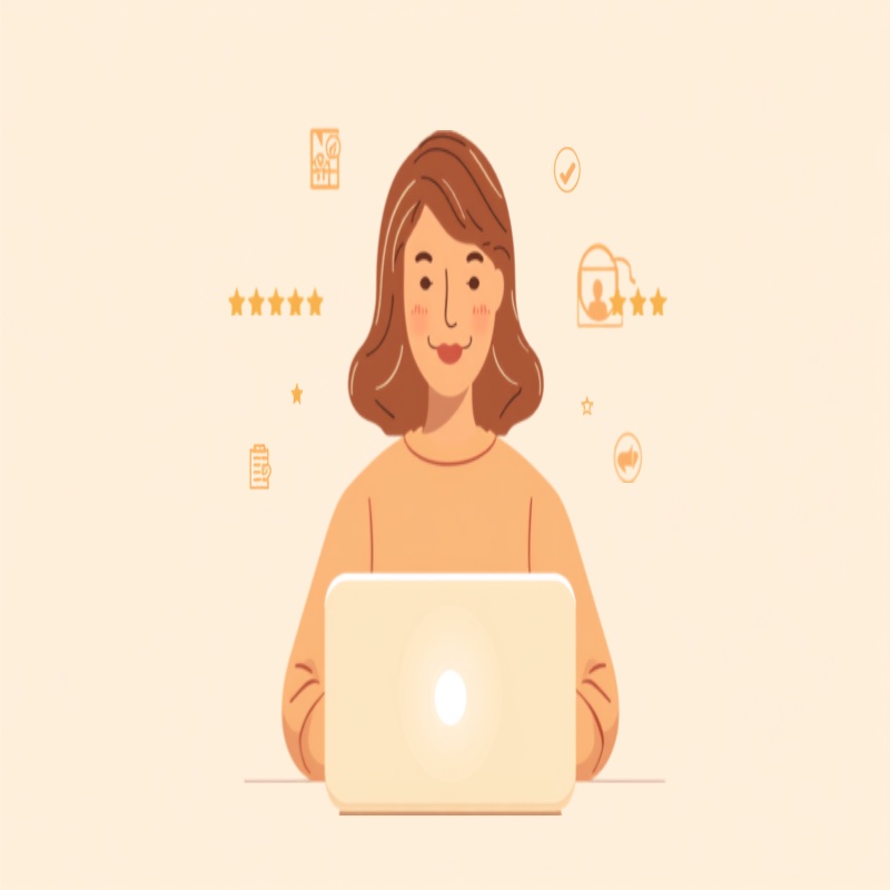 おすすめサービスを比較検討する女性のイラスト